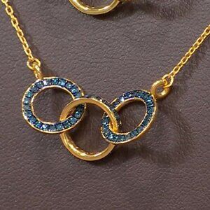 Rarities Carol Brodie 1/3 ctw Blue Diamond Link Trinity Necklace NWT